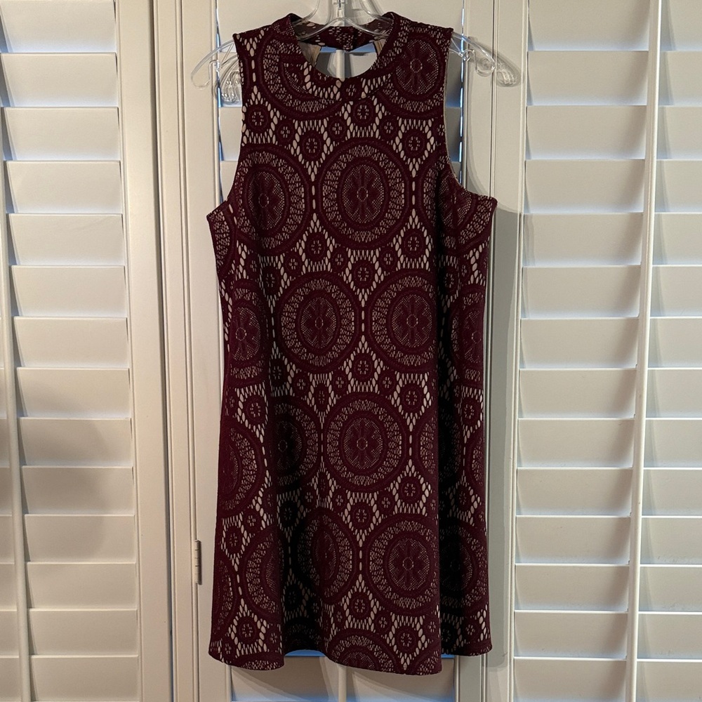 Chic America Rag Burgundy Patterned Dress